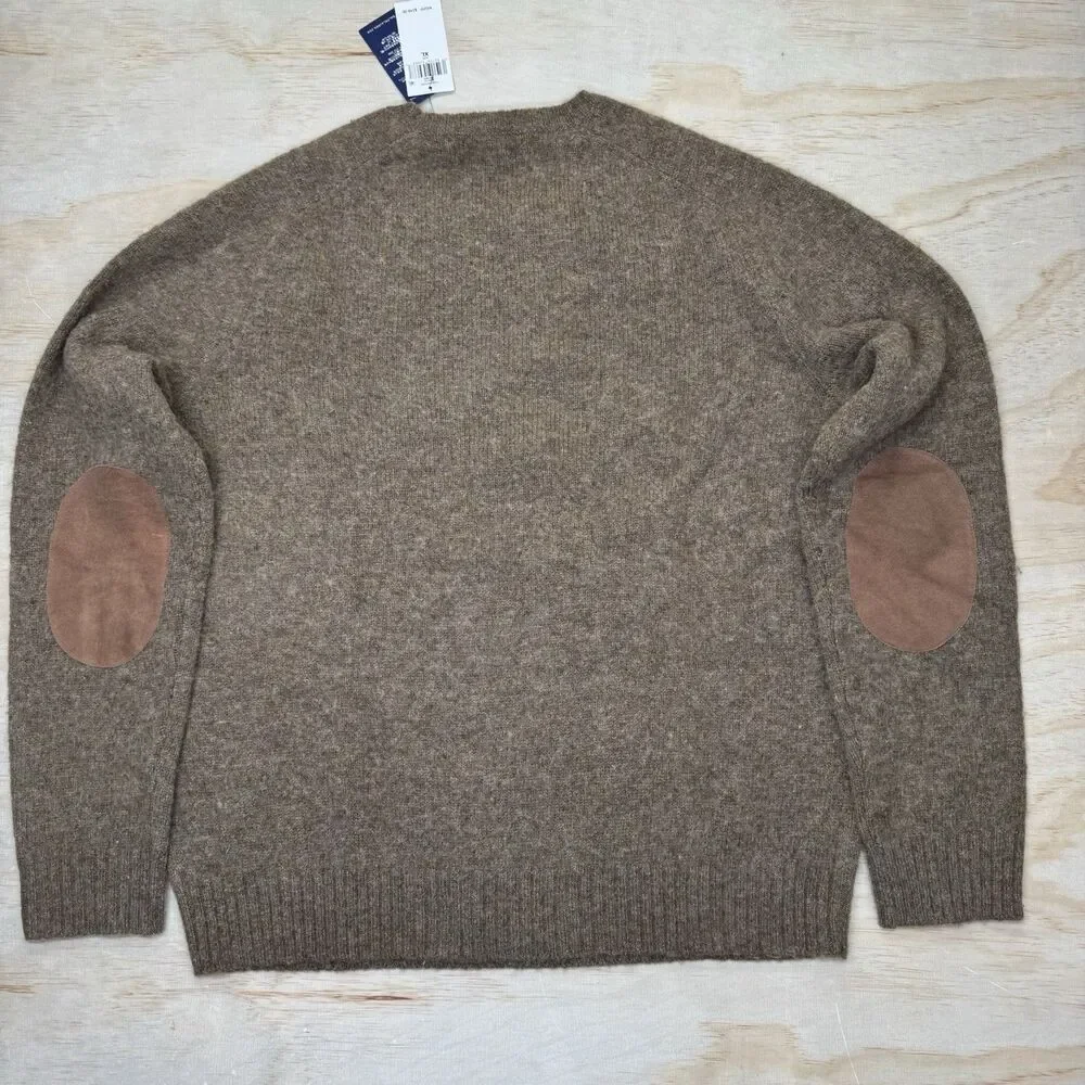 NEW Polo Ralph Lauren Aviator Wool Sweater Mens Crewneck Pullover 2XL Brown